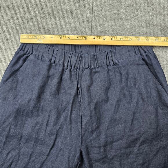 Quince Linen Pants Womens Large Navy Cropped Pull On Coastal Minimal European - Picture 5 of 8